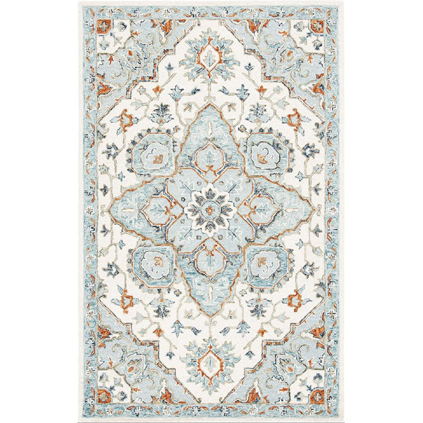 Bungalow Rose Handmade Hand Tufted Wool Blue/Beige Rug Wayfair